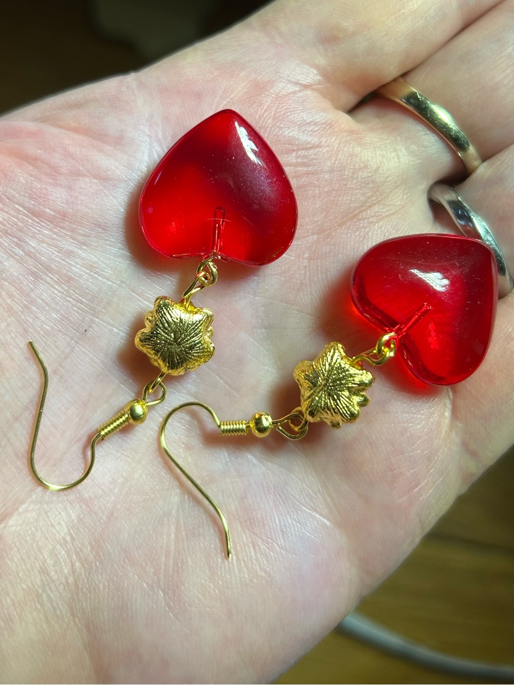 3/$25 Red Heart Drop Earrings - Picture 3 of 6